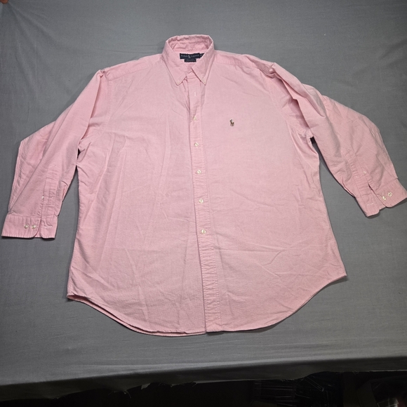Ralph Lauren Men's 17.5 Cotton Pink Yarmouth Long Sleeve Button Down Shirt - Picture 2 of 11